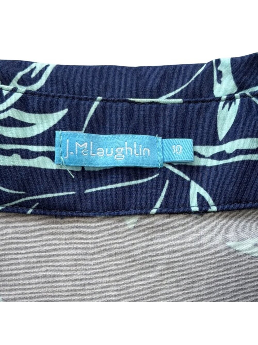 J. McLaughlin Womens Size 10 Shirt Dress Sleeveless Blue Bamboo Print Cotton USA - Picture 4 of 8